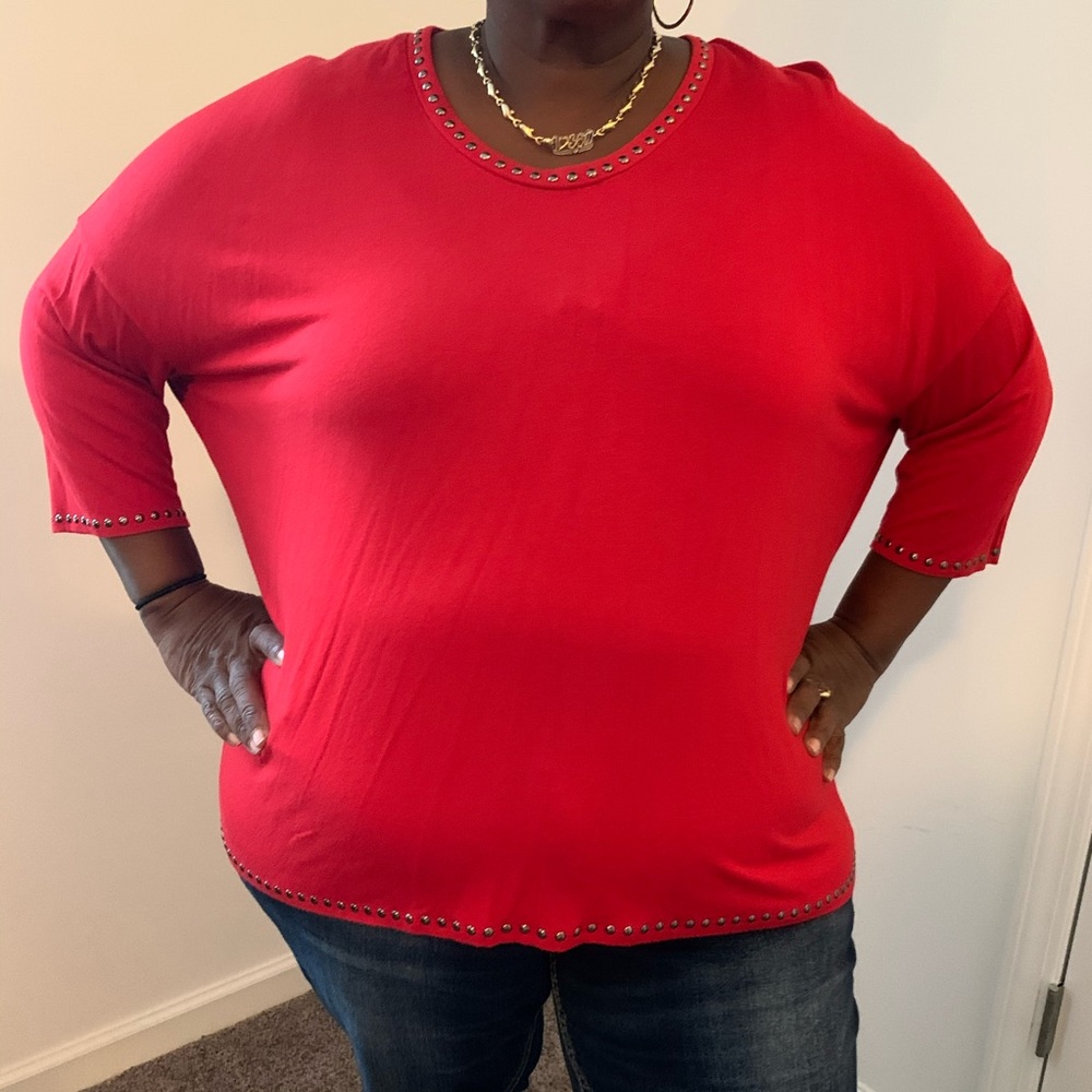 Red studded shirt